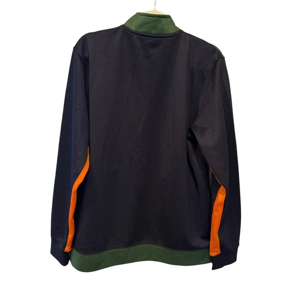 Boden Mens Track Jacket Full Zip Large Green Navy Orange Colorblock Athletic